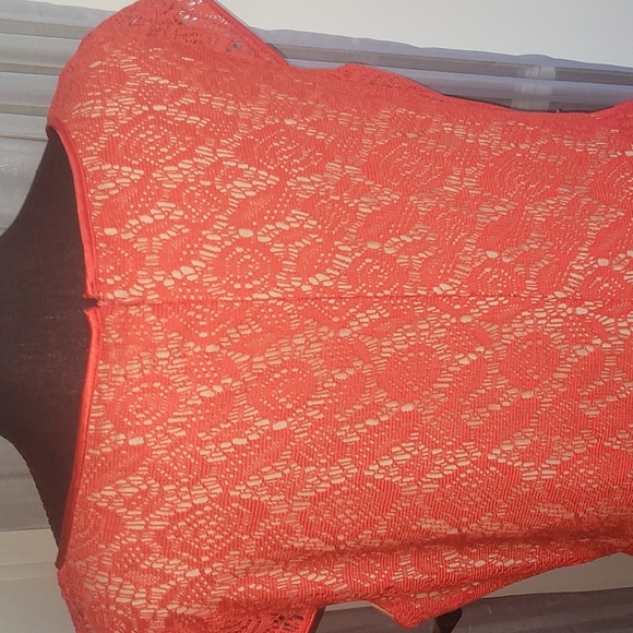 ❤️Evan Picone Women's Cap Sleeve  Lace Fit & Flare Dress - Tangerine Sz … - Picture 8 of 12